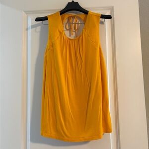 Banana Republic size S mixed media tank top yellow.  Tie back.Double layer front